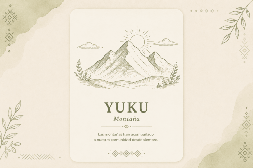 lustración de montañas que representa la palabra mixteca "Yuku" (montaña).